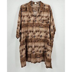 Rina Mens 3XL Caribbean Dancers & Palm Trees Hawaiian Vintage Button Front Shirt